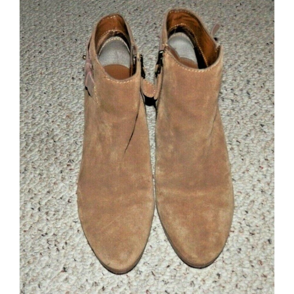Guess Brown Suede Side Zip Buckle Fashion Ankle Boots Bootie Size 6.5 M GUC